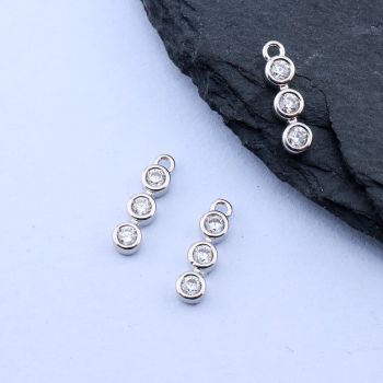 Privezak+CZ Cirkoni 11x3 mm, Rodijum...P-T054-24-R