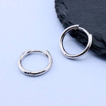 Osnova za Minđuše Huggie Hoop 17x16x2 mm,Rodijum...P-K08329P
