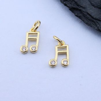 Privezak Nota+CZ Cirkoni 8x6 mm, 18k Pozlata...P-L070-65G