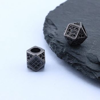 Perla+CZ Cirkoni 7x7 mm,Rodijum Hematit...P-L088-01A