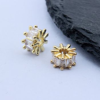 Perla+CZ Cirkoni 8.5x4.5 mm, 18k Pozlata...P-U014-04G