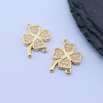 Konektor Detelina+CZ Cirkoni 15.5x15 mm,18k Pozlata...P-E118-13G