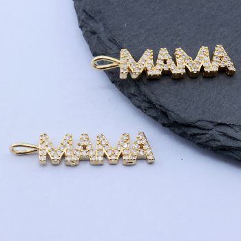 Privezak Mama+CZ 30x7 mm, 18k Pozlata...P-L093-71G