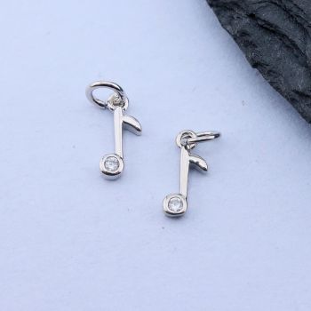 Privezak Nota+CZ 9x4 mm, Rodijum...P-L070-89-R