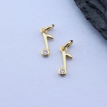 Privezak Nota+CZ 9x4 mm, 18k Pozlata...P-L070-89