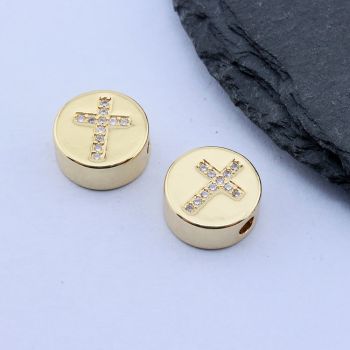 Perla+CZ Cirkoni 11x11 mm, 18k Pozlata...P-C035-19G-03