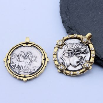 2 Tone Antik Silver+Antik Gold 28.5x26.5 mm, 18k Pozlata...P-I696-09