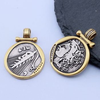 2 Tone Antik Silver+Antik Gold 31x22 mm, 18k Pozlata...P-I696-03