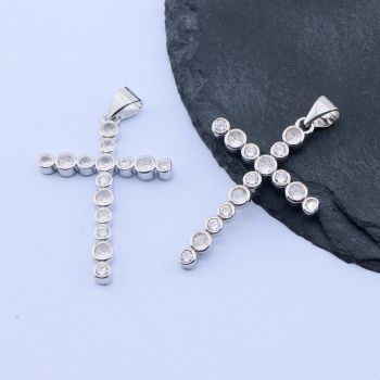 Privezak Krst 30x21mm, Rodijum...P-332121