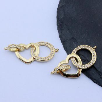 Konektor+CZ Cirkoni 24x13 mm,18k Pozlata...P-332107