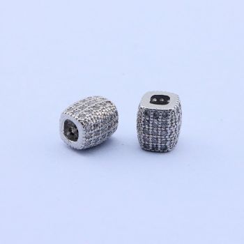 Perla+CZ Cirkoni 7x6.5 mm,Rodijum...P-332109P