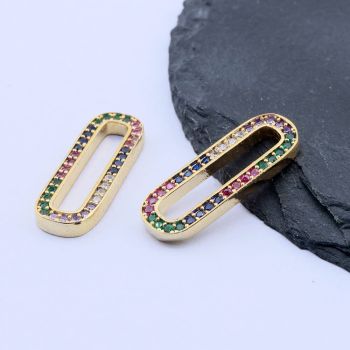 Ukrasni link+CZ Cirkoni 23x8 mm,18k Pozlata...P-332108