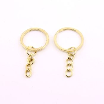 Dupla alka za priveske za ključeve  25x2 mm, lanac 7x6mm- boja zlata   ( 3950885919 )