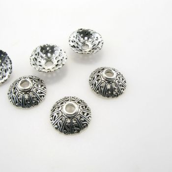 Ukrasna kapica za perle  15x5 mm, boja antik srebra   ( KAP127AS )