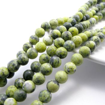 Prirodni Serpentin, Dimenzjia 8 mm. Cena je data za niz od oko 48 perli. ( KPSERP8 )