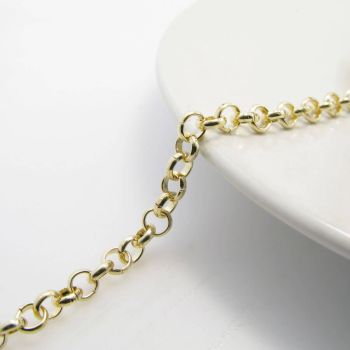 Metalni rolo lanac- boja zlata ; alka precnika 3 mm, Cena je data za 1 metar ( L1403)
