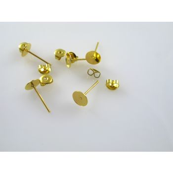 Igle za Minđuše sa osnovom za lepljenje 6mm-boja zlata (MKOK-UD08-6ZL)