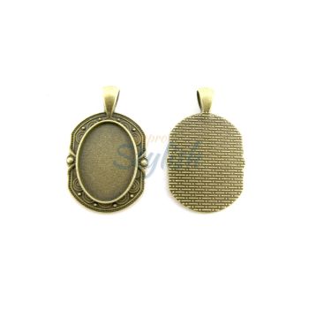 Osnova za medaljon. Boja antik bronza. Dimenzije: 26x42mm, unutrasnja 25x18mm. (MkOZPM-2M)