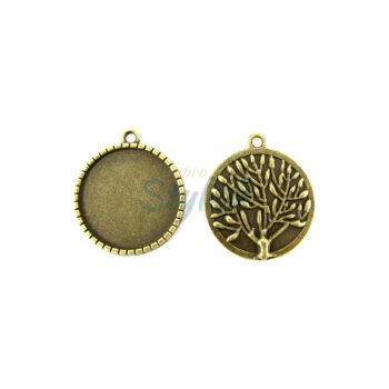 Osnova za medaljon. Boja antik bronza. Dimenzije: 32x28mm, unutrasnja 25mm. (MKOZPM-7)