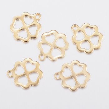Privezak Detelina od  304 nerdjajućeg čelika u boji zlata, 12x11x0.8mm  ( NČPRIV124N )