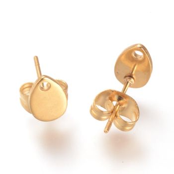 304 Stainless Steel Osnova za minđuše 8x5 mm Gold/2para...R063-38G