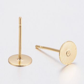 304 Stainless Steel Iglica za  Minđuše - podloga 5x0,3mm- boja zlata   ( NCUD013 )