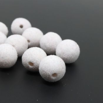 Plišane perle 14 mm,boja bela   ( plis0914)