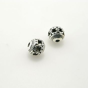 Metalna perla 8 mm, rupa oko 2mm- boja antik srebra , pakovanje 4 komada ( R151AS8 )