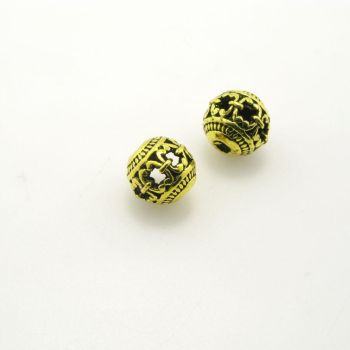 Metalna perla 8 mm, rupa oko 2mm- boja antik zlatna , pakovanje 4 komada ( R151AZ8 )
