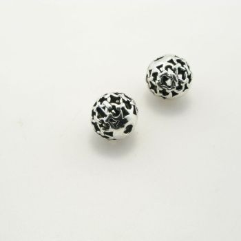 Metalna perla 10 mm, rupa oko 2mm- boja antik srebra , pakovanje 8 komada ( R152AS10 )