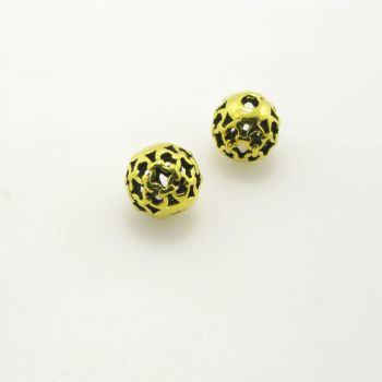 Metalna perla 10 mm, rupa oko 2mm- boja antik zlatna , pakovanje 4 komada ( R152AZ10 )