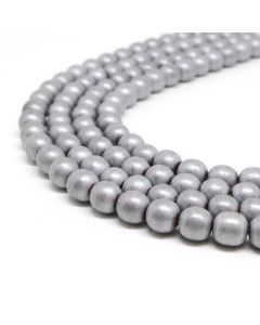 Hematit perle 6 mm, boja mat metalik srebro, Cena je data za 1 niz od oko 39cm, Niz sadrži oko 65 perli ( 2131162 )