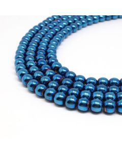 Hematit perle 4 mm, boja metalik plava, Cena je data za 1 niz od oko 39cm, Niz sadrži oko 98 perli ( 2131169 )