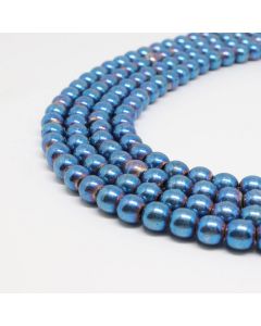 Hematit perle 4 mm, boja metalik svetlo plava, Cena je data za 1 niz od oko 39cm, Niz sadrži oko 98 perli ( 2131173 )