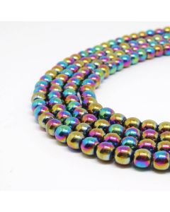 Hematit perle 4 mm, boja metalik multicolor, Cena je data za 1 niz od oko 39cm, Niz sadrži oko 98 perli ( 2131177 )