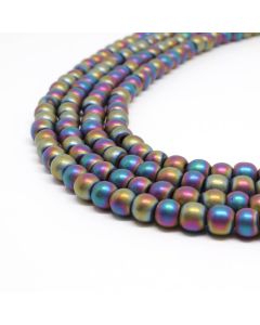 Hematit perle 6 mm, boja mat metalik multicolor, Cena je data za 1 niz od oko 39cm, Niz sadrži oko 65 perli ( 2131182 )