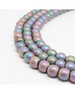 Hematit perle 6 mm, boja mat metalik multicolor light 2, Cena je data za 1 niz od oko 39cm, Niz sadrži oko 65 perli ( 2131198 )