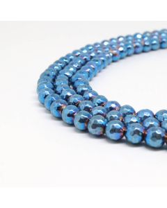 Hematit perle 4 mm faset , boja metalik svetlo plava, Cena je data za 1 niz od oko 39cm, Niz sadrži oko 98 perli ( 2131229 )