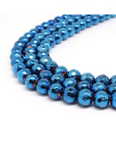 Hematit perle 4 mm faset , boja metalik plava, Cena je data za 1 niz od oko 39cm, Niz sadrži oko 98 perli ( 2131233 )