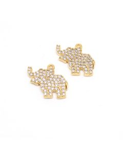 Privezak slonić 13 x 13 mm,  pozlata Yellow Gold + CZ cirkoni (  331090 )