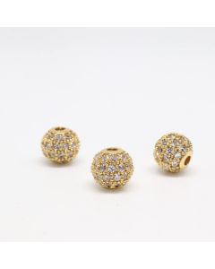 Perla 6 mm,  pozlata Yellow Gold+ CZ cirkoni (  332058 )