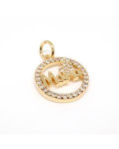 Privezak  Mama 15x13x2mm  prevlaka pozlata Yellow Gold + CZ Cirkoni(  332067 )