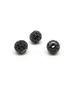 Perla 6 mm,  prevlaka Rodijum u boji Hematit crna + CZ cirkoni (  334031 )