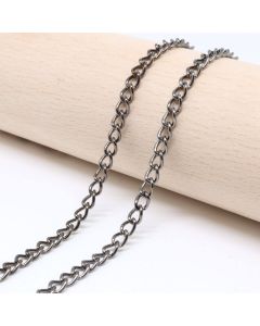 Metalni lanac 4x3 mm, žica 0.8 mm, boja hematit crna ( 501017 )