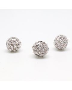 AAA Cubic Zirconia perle 8mm- Rhodium