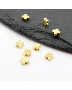 Perla krstić 6x6mm, rupa oko 1mm - Pozlata 18k. (  23MK40G )