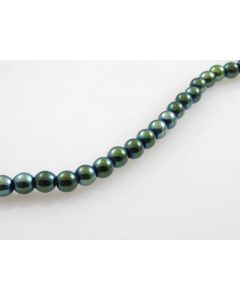 Hematit perle.Electroplat prevlaka boja green, Dimenzije 4mm; rupa: 1mm. Niz sadrži oko 110 perli (KP-HEM-07)