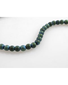 Hematit perle.Electroplat prevlaka boja  Mat Green, Dimenzije 4mm; rupa: 1mm. Niz sadrži oko 110 perli(KP-HEM-08)