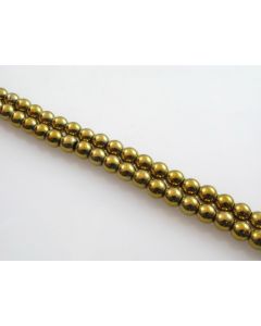 Hematit perle.Electroplate prevlaka, boja zlata, Dimenzije 6mm; rupa: 1mm. Niz sadrži oko 70 perliKP-HEM-14)