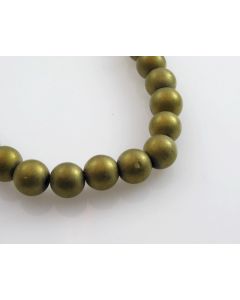 Hematit perle.Electroplate prevlaka, boja Mat zlatna, Dimenzije 8mm; rupa: 1mm. Niz sadrži oko 54 perli (KP-HEM-24)